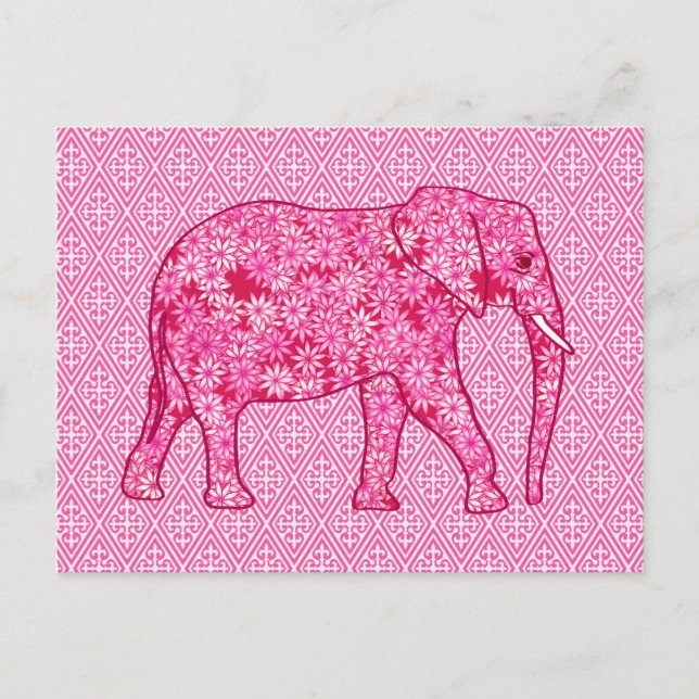 Blume Elefant - Fuchsienrosa Postkarte (Vorderseite)