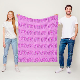 Blume Elefant - Orchid und Magenta Fleecedecke