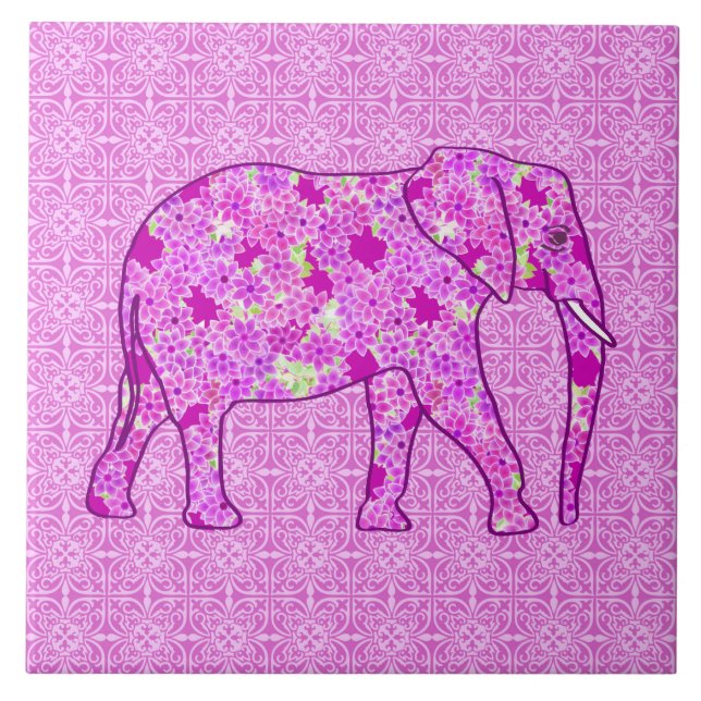 Blume Elefant - Orchid und Magenta Fliese (Vorderseite)
