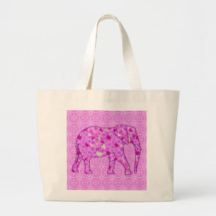 Blume Elefant - Orchid und Magenta Jumbo Stoffbeutel