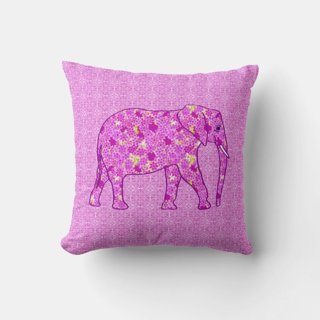 Blume Elefant - Orchid und Magenta Kissen (Vorderseite)