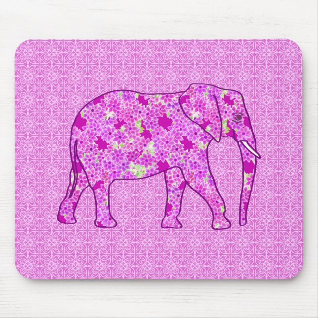 Blume Elefant - Orchid und Magenta Mousepad (Vorne)