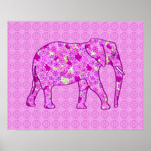 Blume Elefant - Orchid und Magenta Poster