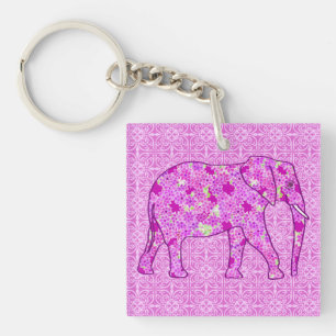 Blume Elefant - Orchid und Magenta Schlüsselanhänger