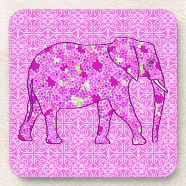 Blume Elefant - Orchid und Magenta Untersetzer (Vorderseite)