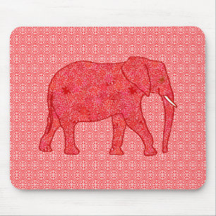 Blume Elefant - tiefrot und korallenrot Mousepad
