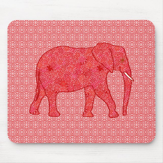 Blume Elefant - tiefrot und korallenrot Mousepad (Vorne)
