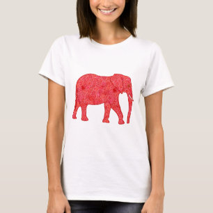 Blume Elefant - tiefrot und korallenrot T-Shirt