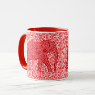 Blume Elefant - tiefrot und korallenrot Tasse