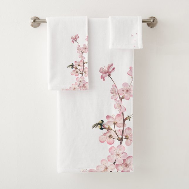Blume Elegant Rosa Cherry Blossom Badhandtuch Set (Insitu)