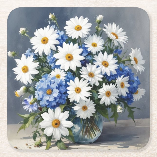 Blume Elegant Täglich Wasserfarben Rechteckiger Pappuntersetzer (Vorderseite)