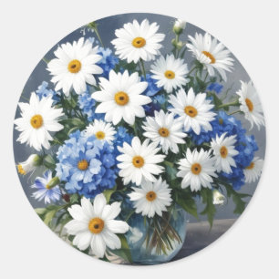 Blume Elegant Täglich Wasserfarben Runder Aufkleber