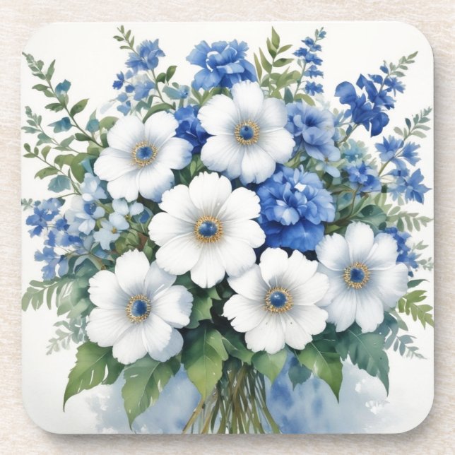 Blume Elegantes Wasser Getränkeuntersetzer (Vorderseite)
