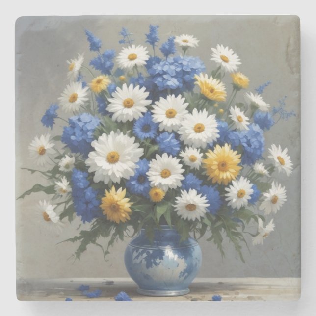 Blume Elegantes Wasser Steinuntersetzer (Vorderseite)