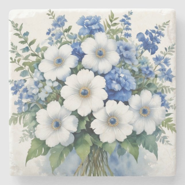 Blume Elegantes Wasser Steinuntersetzer (Vorderseite)