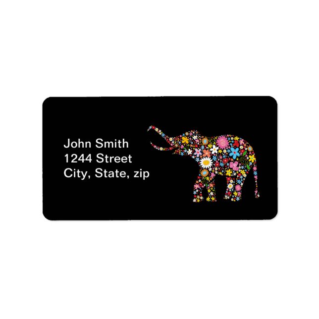 Blume Elephant Adressaufkleber (Vorne)
