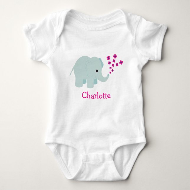 Blume Elephant Bodysuit Baby Strampler (Vorderseite)