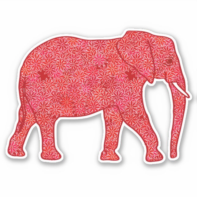 Blume Elephant, Deep Red and Coral Aufkleber (Vorderseite)