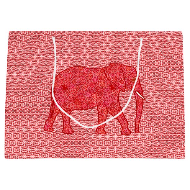 Blume Elephant, Deep Red and Coral Große Geschenktüte (Vorderseite)