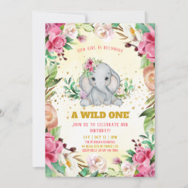 Blume Elephant Girl Birthday Einladung