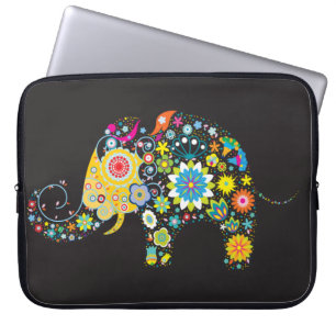 Blume Elephant Girly Retro Blumenmode Laptopschutzhülle