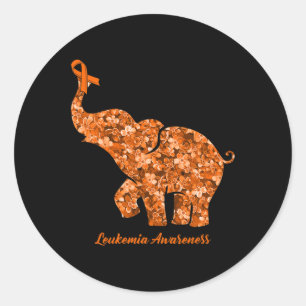 Blume Elephant Orange Ribbon Leukämie Bewusstsein Runder Aufkleber