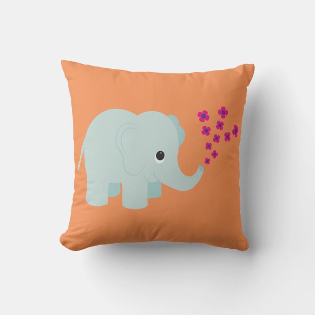 Blume Elephant Throw Kissen (Vorderseite)