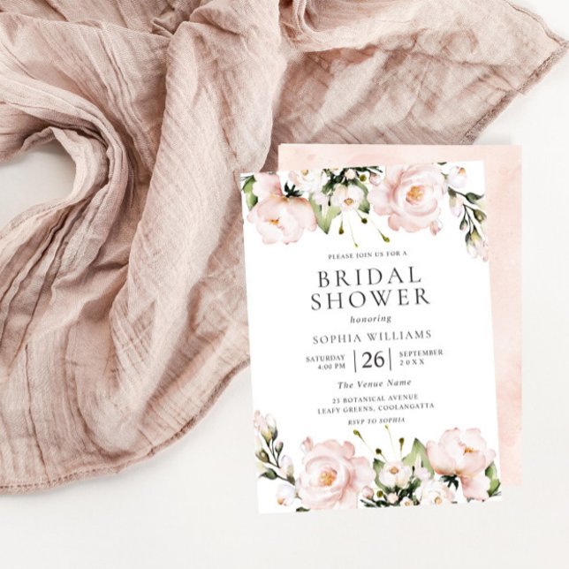 Blume erröten Elegantes Brautparty Einladung (Von Creator hochgeladen)