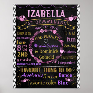 Blume erstes kommunion chalkboard signaturposter 2 poster