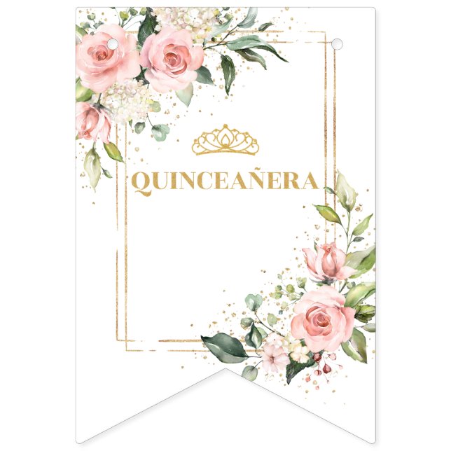 Blume Eukalyptus, goldgelb, 15. Geburtstag Wimpelkette (Sechste Fahne)