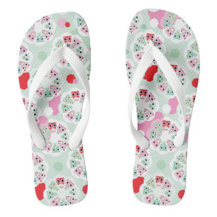 Blume-Eulenmuster Flip Flops