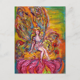 BLUME FAIRE AUF DER PINK IRIS Fantasy Einladungspostkarte