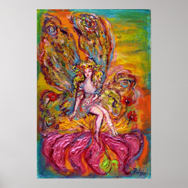 BLUME FAIRE AUF DER PINK IRIS Fantasy Poster (Vorne)