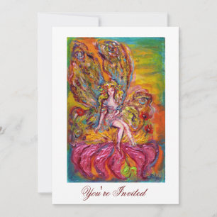 BLUME FAIRE AUF DER PINK IRIS Fantasy Yellow White Einladung