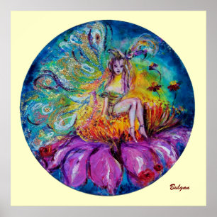 BLUME FAIRE IN DER NACHT Fantasy Poster