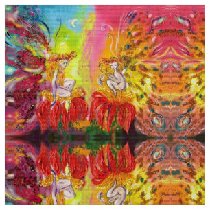 BLUME FAIRIEN DER DAWN Red Yellow Fantasy Stoff
