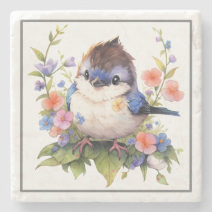 Blume Fairy Bird Aquarell Clipart-73610 Steinuntersetzer
