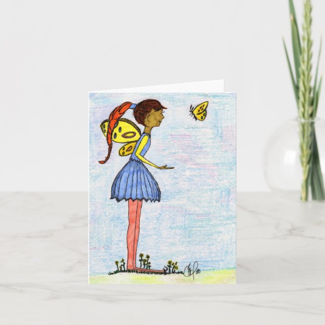 Blume Fairy & Butterfly Dankeskarte (Vorderseite)