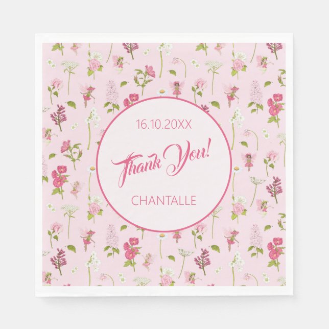 Blume Fairy Danke, dass Sie das Datum Serviette (Vorderseite)