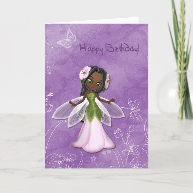 Blume Fairy Happy Birthday Karte (Vorderseite)