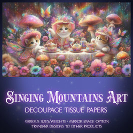 Blume Fairy Kitten Garden Party Decoupage Seidenpapier