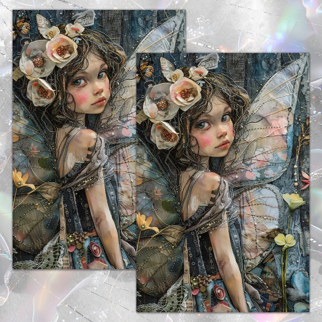 BLUME FAIRY MIRL DECOUPAGE TISSUPAPIER SEIDENPAPIER (FLOWER FAIRY GIRL DECOUPAGE TISSUE PAPER)