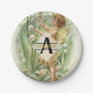 Blume Fairy Snowbells Vintage Art Monogramm mit de Pappteller