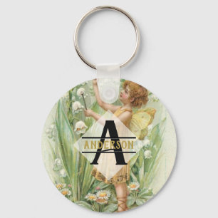 Blume Fairy Snowbells Vintage Art Monogramm mit de Schlüsselanhänger