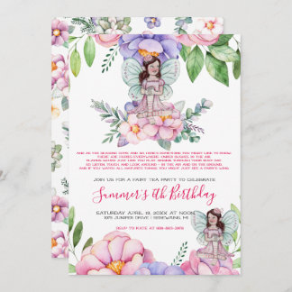 Blume Fairy Tea Party Einladung