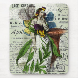 Blume Fairy und Vintage Zeitungskollektion Mousepad