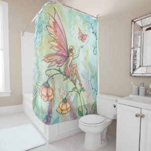 Blume Fairy Watercolor Illustration Light Airy Duschvorhang