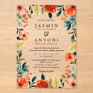 Blume fallen Foliage Wedding Acryleinladungen