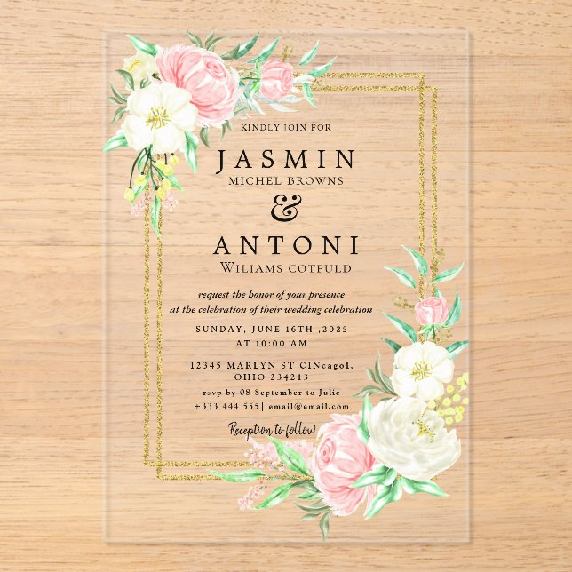 Blume fallen Foliage Wedding Acryleinladungen (Vorderseite)