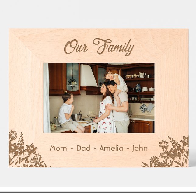 Blume Familiendaten Namen in eingravierten Holzrah Geätzte Rahmen (Von Creator hochgeladen)